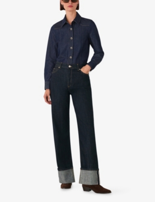 WHISTLES: Long-Sleeved Contrast-Stitched Denim Shirt