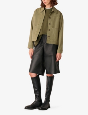 Whistles Womens Khaki/olive Mia Four-pocket Cotton-blend Jacket In Green