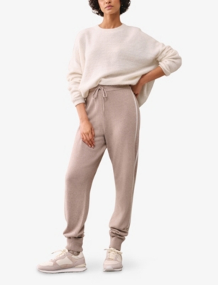 The White Company S Hazelwood Side-stripe Wool And Cashmere-blend Jogging Bottoms In Pink