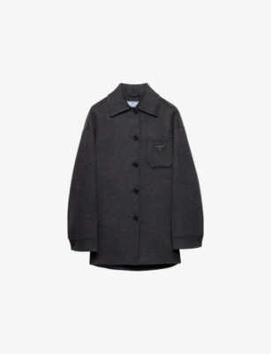 Prada Womens Grey Single-breasted Double Cashmere-wool Caban Jacket In Gray