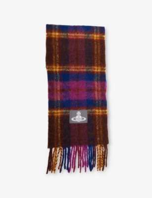 Vivienne Westwood Mens Purple Chunky Tartan Wool-blend Scarf In Multi