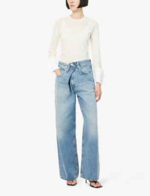 Agolde Womens Vana Wide-leg Denim Jeans Mantra (ind Vint Marble) In Blue