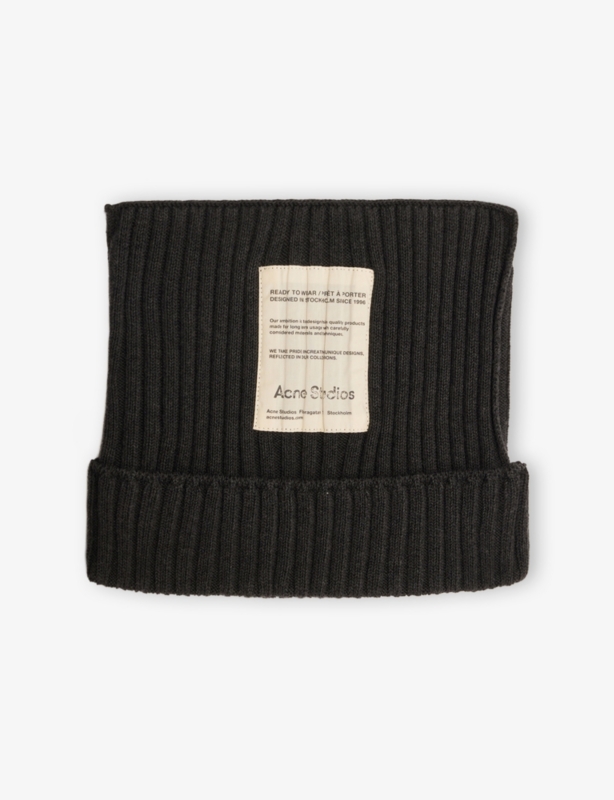 Ribbed Brand-Patch Wool-Blend Beanie