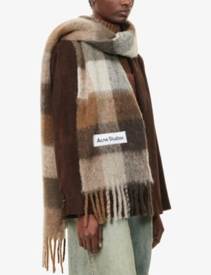 Acne Studios Wool Mohair Check Scarf Scarves And Foulards Multicolor In Multi
