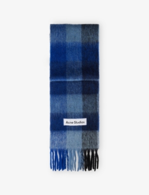 ACNE STUDIOS: Check Fringed Wool-Blend Scarf