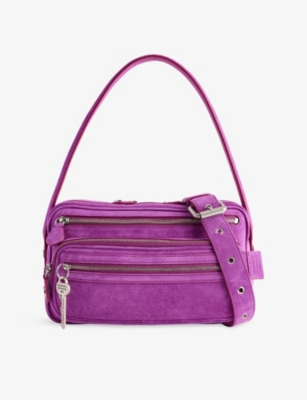 Acne Studios Womens Purple Camero Suede Shoulder Bag