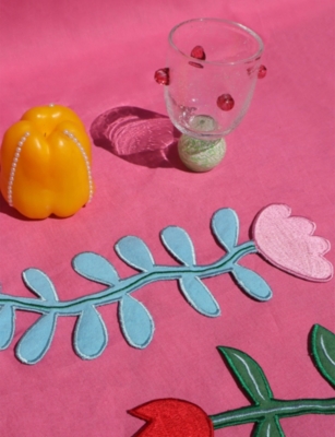 Laetitia Rouget Green Dotty Orchid Glass Tumbler In Multi