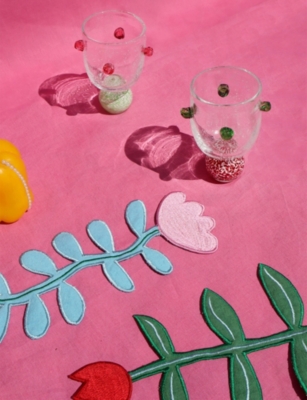 Laetitia Rouget Pink Liliana Dotty Orchid Glass Tumbler In Multi