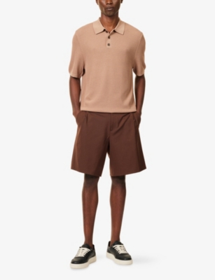 BELIER: Logo-Plaque Textured Knit Polo Shirt