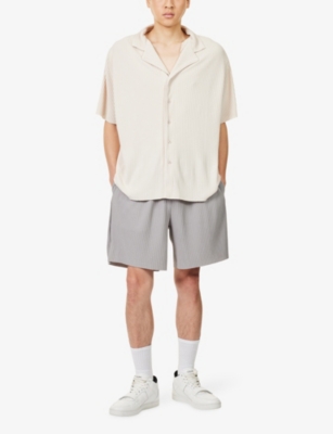 BELIER: Logo-Plaque Pleated Stretch-Woven Shorts