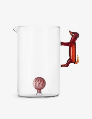 ICHENDORF: Dogs Bassotto with Ball Borosilicate-Glass Jug