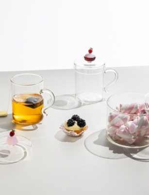 Ichendorf Multicolor Patisserie Charlotte Raspberry Borosilicate-glass Mug With Lid In Multi