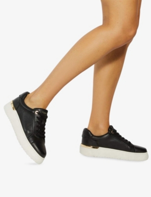 Dune Womens Black Leather Emeelia Leather Trainers Eur 36 / 3 Uk In Black