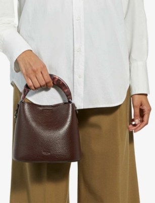 Dune Womens Dharla Moulded-handle Leather Handbag Burgundy Leather In Burgundy