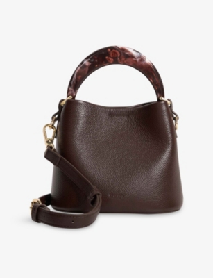 Dune Womens Dharla Moulded-handle Leather Handbag Burgundy Leather In Burgundy