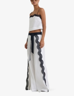 REISS: Felicity Scallop-Edge Linen Top