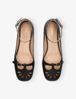 Chloé Leather Ballerina Shoes Featuring Buckle Detail In Black