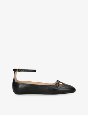 Chloé Leather Ballerina Shoes Featuring Buckle Detail In Black