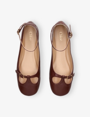 Chloé Womens Misty Leather Ballet Flats Rust Eur 41 / 8 Uk In Brown