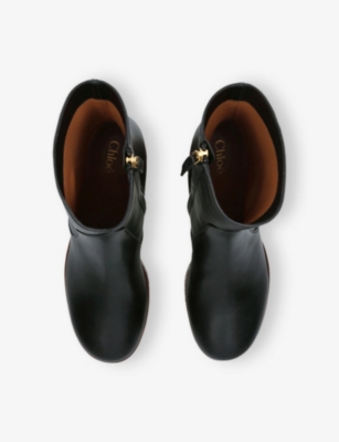 Chloé Graphic Print Ankle Boots With Platform Sole In Black