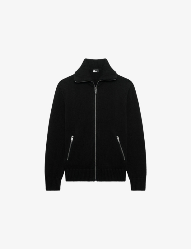 High-Neck Zip-Up Cotton-Blend Cardigan