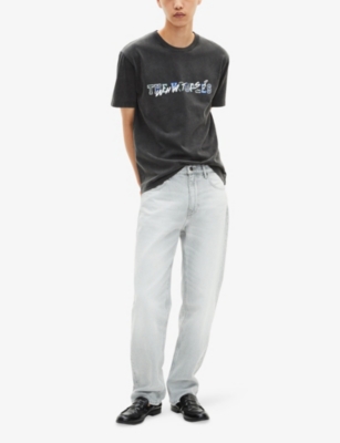 The Kooples Mens Black Branded-print Short-sleeved Cotton-jersey T-shirt In Black