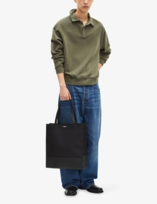 The Kooples Mens Kaki Brand-embroidered Polo-collar Cotton Sweatshirt Xl In Green