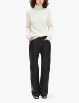 The Kooples Womens Ecru Button-neck Long-sleeve Wool Jumper Xs In Multi