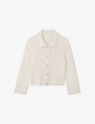 The White Company: Ribbed Knitted Cotton-Blend Cardigan