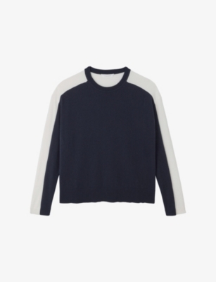 The White Company: Relaxed-Fit Contrast-Panel Knitted Jumper
