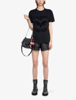 Zadig & Voltaire Womens Black Edwin Rhinestone-embellished Short-sleeve Cotton T-shirt In Black