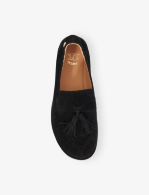 Dune Womens Black Suede Grounding Flat Suede Loafers Eur 41 / 8 Uk In Black