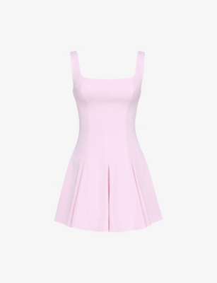 House Of Cb Womens Ballerina Pink Amelie Square-neck Stretch-crepe Mini Dress In Pink