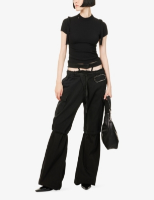 Ottolinger Womens Black Deconstructed Strap Knit Top In Black