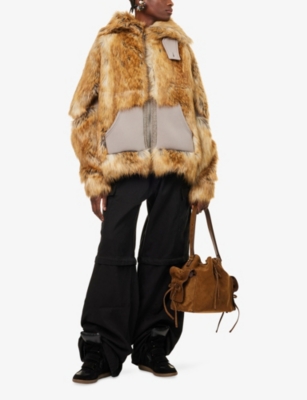 Ottolinger Womens Oversized Furry Faux-fur Jacket In Gold
