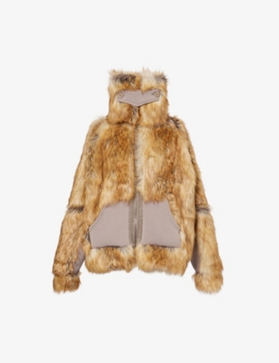 Ottolinger Womens Oversized Furry Faux-fur Jacket In Gold