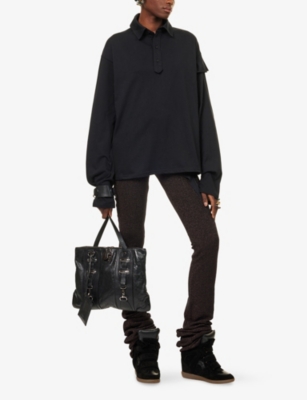 OTTOLINGER: Oversized Long-Sleeves Cotton-Jersey Polo Shirt