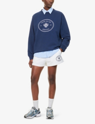 SPORTY & RICH: Eden Crest Logo-Print Cotton Sweatshirt