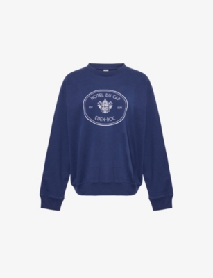 SPORTY & RICH: Eden Crest Logo-Print Cotton Sweatshirt