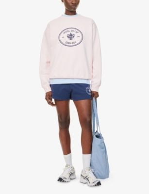 Sporty And Rich Womens Pink Dolphin Eden Crest Cotton Sweatshirt In Pink