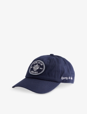 Sporty And Rich Womens Dark Navy Eden Crest Embroidered Cotton Baseball Cap In Blue