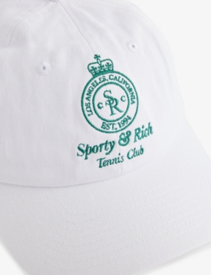 Sporty And Rich Womens White Crown Tennis Cotton Baseball Cap In White