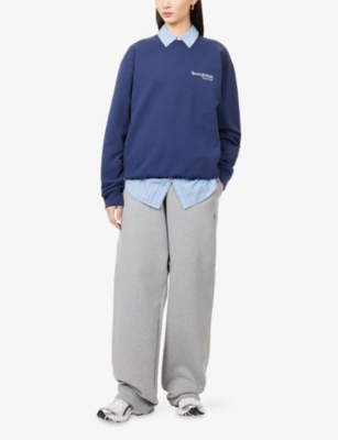 Sporty And Rich Womens Dark Navy Play Tennis Round-neck Cotton-jersey Sweatshirt Xl In Blue