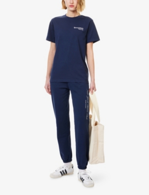 Sporty And Rich Womens Sporty & Rich Sport Slogan Cotton T-shirt In Blue
