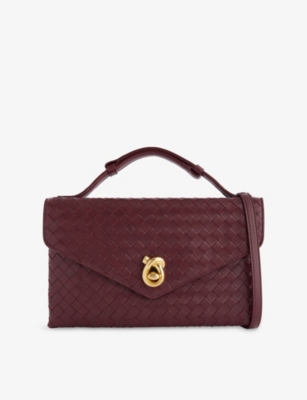 Bottega Veneta Womens Barolo-m Brass Knot-lock Intrecciato Leather Shoulder Bag In Brown
