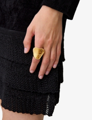 Claudie Pierlot Womens Gold Heart Steel Signet Ring In Gold