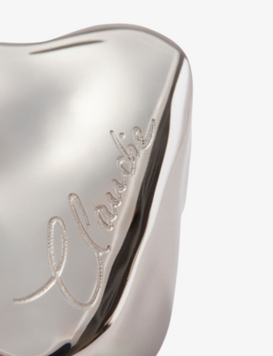 Claudie Pierlot Womens Silver Heart Steel Signet Ring In Metallic