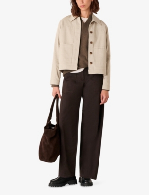 Whistles Womens Cream Mia Four-pocket Cotton-blend Jacket In Neutral