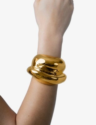 Misho Womens Ovo 24ct Yellow Gold Bronze Cuff Bangle In Gold