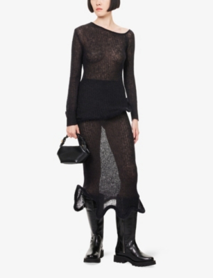 PH5: Ginny Wavy Alpaca-Blend Midi Skirt